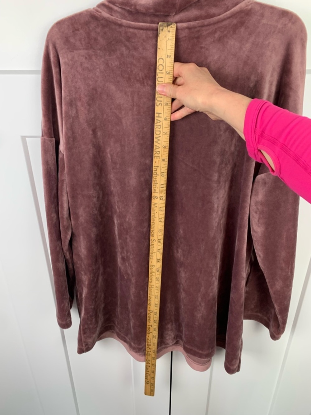 Pure Jill XL Velvet Tunic Blouse Rose Mauve Luxury Mature Mock Funnel Neck - Picture 4 of 5